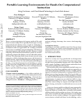 Cover page of Portable Learning Environments for Hands-On Computational Instruction