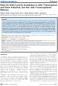 Cover page: Roles for H2A.Z and Its Acetylation in GAL1 Transcription and Gene Induction, but Not GAL1-Transcriptional Memory
