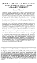 Cover page: Criminal Justice for Noncitizens: An Analysis of Variation in Local Enforcement