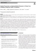 Cover page: Student Perspectives on Remote Medical Education in Clinical Core Clerkships During the COVID-19 Pandemic.