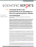 Cover page: Increased risk for T cell autoreactivity to ß-cell antigens in the mice expressing the Avy obesity-associated gene