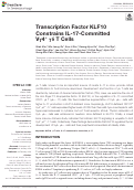 Cover page: Transcription Factor KLF10 Constrains IL-17-Committed Vγ4+ γδ T Cells