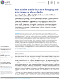 Cover page: Rats exhibit similar biases in foraging and intertemporal choice tasks