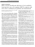 Cover page: Risk of serious bloodstream infections is low in pediatric hematopoietic stem cell transplant (HSCT) recipients with fevers due to antithymocyte globulins and alemtuzumab