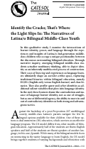 Cover page: Identify the Cracks; That’s Where the Light Slips In: The Narratives of Latina/o Bilingual Middle-Class Youth