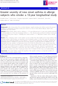 Cover page: Greater severity of new onset asthma in allergic subjects who smoke: a 10-year longitudinal study