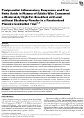 Cover page: Postprandial Inflammatory Responses and Free Fatty Acids in Plasma of Adults Who Consumed a Moderately High-Fat Breakfast with and without Blueberry Powder in a Randomized Placebo-Controlled Trial 1–4