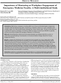 Cover page: Importance of Mentoring on Workplace Engagement of Emergency Medicine Faculty: A Multi-institutional Study