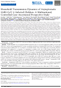 Cover page: Household Transmission Dynamics of Asymptomatic SARS-CoV-2-Infected Children: A Multinational, Controlled Case-Ascertained Prospective Study.