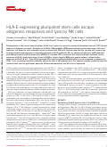 Cover page: HLA-E-expressing pluripotent stem cells escape allogeneic responses and lysis by NK cells