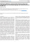 Cover page: Optimizing effective communication between physicians and patients by minimizing language and cultural barriers in health care