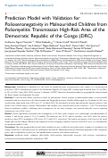 Cover page: Prediction Model with Validation for Polioseronegativity in Malnourished Children from Poliomyelitis Transmission High-Risk Area of the Democratic Republic of the Congo (DRC).