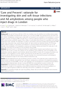 Cover page: ‘Care and Prevent’: rationale for investigating skin and soft tissue infections and AA amyloidosis among people who inject drugs in London