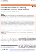 Cover page: Developmental basis of phenotypic integration in two Lake Malawi cichlids.