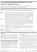 Cover page: A Low-Literacy Medication Education Tool for Safety-Net Hospital Patients