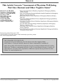 Cover page: This Article Corrects:”Assessment of Physician Well-being, Part One: Burnout and Other Negative States”