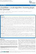 Cover page: clusterMaker: a multi-algorithm clustering plugin for Cytoscape