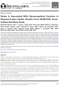 Cover page: Stress is Associated with Neurocognitive Function in Hispanic/Latino Adults: Results from HCHS/SOL Socio-Cultural Ancillary Study