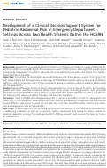 Cover page: Development of a Clinical Decision Support System for Pediatric Abdominal Pain in Emergency Department Settings Across Two Health Systems Within the HCSRN