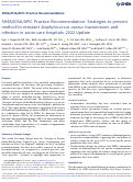 Cover page: SHEA/IDSA/APIC Practice Recommendation: Strategies to prevent methicillin-resistant Staphylococcus aureus transmission and infection in acute-care hospitals: 2022 Update.