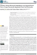 Cover page: Selective Neural Electrical Stimulation of an Injured Facial Nerve Using Chronically Implanted Dual Cuff Electrodes.