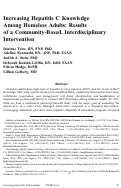 Cover page: Increasing hepatitis C knowledge among homeless adults: results of a community-based, interdisciplinary intervention.