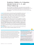 Cover page: Predictive Validity of a 2-Question Alcohol Screen at 1-, 2-, and 3-Year Follow-up