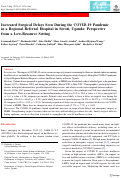 Cover page: Increased Surgical Delays Seen During the COVID-19 Pandemic in a Regional Referral Hospital in Soroti, Uganda: Perspective from a Low-Resource Setting.