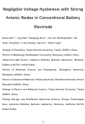 Cover page: Negligible voltage hysteresis with strong anionic redox in conventional battery electrode