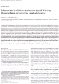 Cover page: Balanced Cortical Microcircuitry for Spatial Working Memory Based on Corrective Feedback Control
