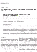 Cover page: The Differentiation Balance of Bone Marrow Mesenchymal Stem Cells Is Crucial to Hematopoiesis