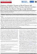 Cover page: Duration of Dengue Viremia in Blood Donors and Relationships Between Donor Viremia, Infection Incidence and Clinical Case Reports During a Large Epidemic.