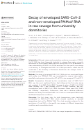 Cover page: Decay of enveloped SARS-CoV-2 and non-enveloped PMMoV RNA in raw sewage from university dormitories.