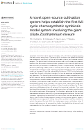 Cover page: A novel open-source cultivation system helps establish the first full cycle chemosynthetic symbiosis model system involving the giant ciliate Zoothamnium niveum