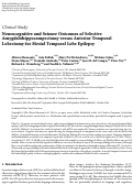 Cover page: Neurocognitive and Seizure Outcomes of Selective Amygdalohippocampectomy versus Anterior Temporal Lobectomy for Mesial Temporal Lobe Epilepsy