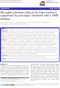 Cover page: Microglial activation induced by brain trauma is suppressed by post-injury treatment with a PARP inhibitor