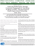 Cover page: Achieving Health Equity Through Community Engagement in Translating Evidence to Policy: The San Francisco Health Improvement Partnership, 2010–2016