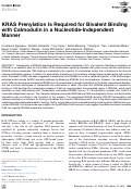 Cover page: KRAS Prenylation Is Required for Bivalent Binding with Calmodulin in a Nucleotide-Independent Manner