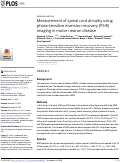 Cover page: Measurement of spinal cord atrophy using phase sensitive inversion recovery (PSIR) imaging in motor neuron disease