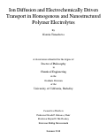 Cover page: Ion Diffusion and Electrochemically Driven Transport in Homogenous and Nanostructured Polymer Electrolytes