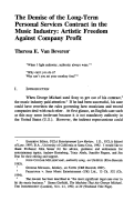 Cover page: The Demise of the Long-Term Personal Services Contract in the Music Industry: Artistic Freedom Against Company Profit