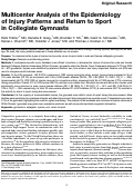 Cover page: Multicenter Analysis of the Epidemiology of Injury Patterns and Return to Sport in Collegiate Gymnasts