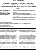 Cover page: Response to “Comments on Economic Evaluation of Ultrasound-guided Central Venous Catheter Confirmation vs Chest Radiography in Critically Ill Patients: A Labor Cost Model”