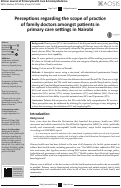 Cover page: Perceptions regarding the scope of practice of family doctors amongst patients in primary care settings in Nairobi