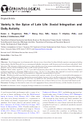 Cover page: Variety Is the Spice of Late Life: Social Integration and Daily Activity.