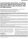 Cover page: Lower Extremity Injury Rates on Artificial Turf Versus Natural Grass Surfaces in the National Football League During the 2021 and 2022 Seasons.