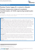 Cover page: Nuclear Factor kappa B is central to Marek's Disease herpesvirus induced neoplastic transformation of CD30 expressing lymphocytes in-vivo