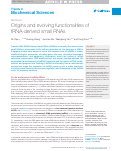 Cover page: Origins and evolving functionalities of tRNA-derived small RNAs