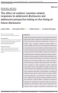 Cover page: The effect of mothers’ emotion‐related responses to adolescent disclosures and adolescent perspective taking on the timing of future disclosures