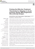 Cover page: Probing the Effective Treatment Thresholds for Alteplase in Acute Ischemic Stroke With Regression Discontinuity Designs